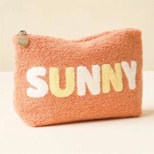 The Darling Effect Sunny Teddy Zipper Pouch Sherpa Makeup Pouch
